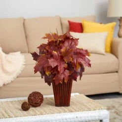 19" Autumn Maple Leaf Plant In Decorative Planter 9 19" Autumn Maple Leaf Plant In Decorative Planter -Michaels Shop D323948S 3