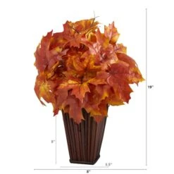 19" Orange Autumn Maple Leaf Plant In Decorative Planter -Michaels Shop D323954S 2