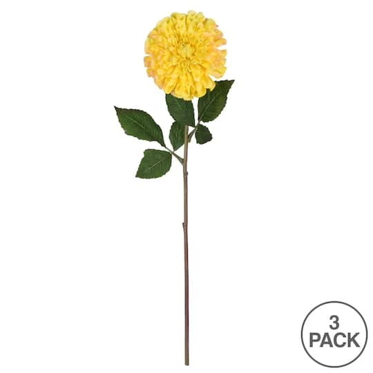 Yellow Zinnia Artificial Stem, 3ct. 7 Yellow Zinnia Artificial Stem, 3ct. - Image 5