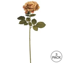 Light Brown Autumn French Rose Artificial Stem, 3ct. -Michaels Shop D334008S 3