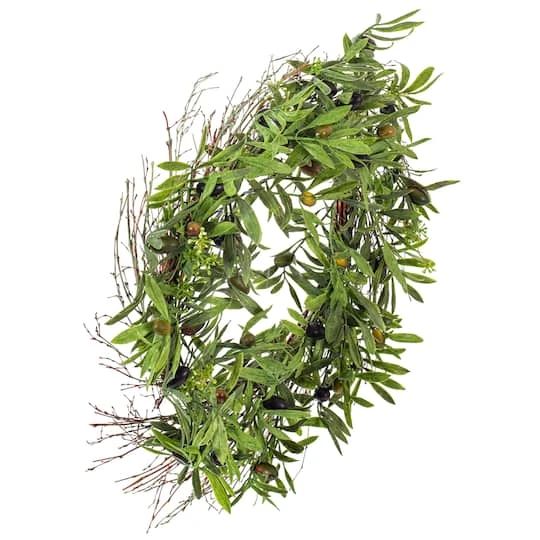 24" Green Olive Leaf Wreath 7 24" Green Olive Leaf Wreath - Image 5