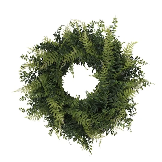 24" Green Buckler Fern & Grass Wreath 4 24" Green Buckler Fern & Grass Wreath - Image 2