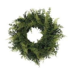 24" Green Buckler Fern & Grass Wreath