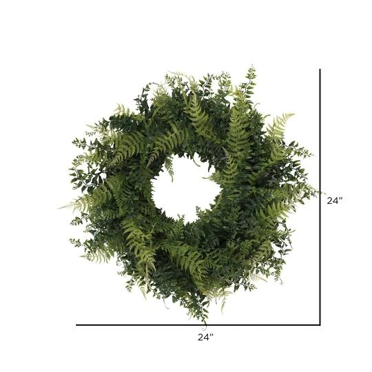 24" Green Buckler Fern & Grass Wreath 8 24" Green Buckler Fern & Grass Wreath - Image 6
