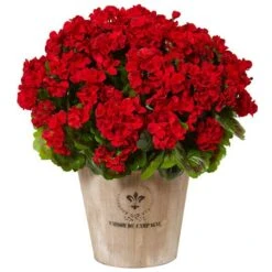 22" Red Geranium In Farmhouse Style Planter 7 22" Red Geranium In Farmhouse Style Planter -Michaels Shop D350199S 11 1