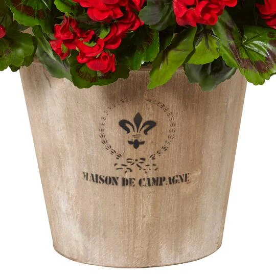 22" Red Geranium In Farmhouse Style Planter 5 22" Red Geranium In Farmhouse Style Planter - Image 3