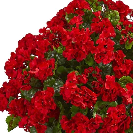 2.7ft. Red UV Resistant Geranium Artificial Plant In Slate Planter 5 2.7ft. Red UV Resistant Geranium Artificial Plant In Slate Planter - Image 3