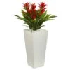 2ft. Triple Bromeliad Artificial Plant In White Tower Planter -Michaels Shop D350327S 1