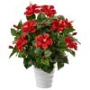 22" Hibiscus Flowering Plant In Swirl Planter -Michaels Shop D350363S 1