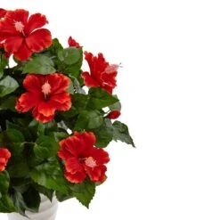 22" Hibiscus Flowering Plant In Swirl Planter -Michaels Shop D350363S 3
