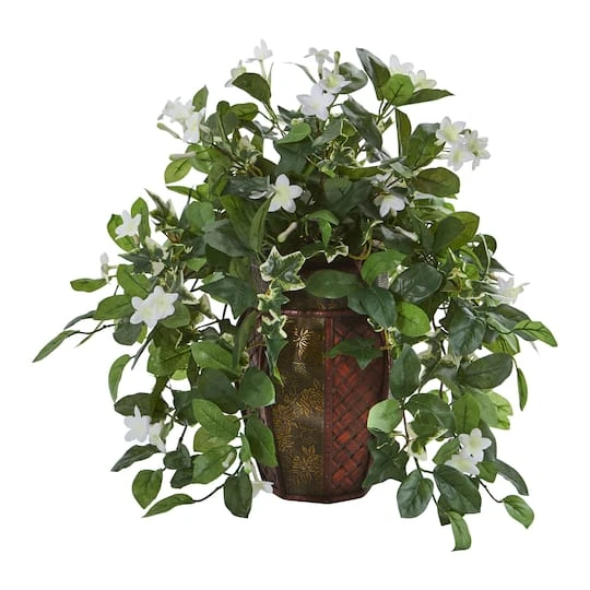 17" Stephanotis & Ivy Plant In Decorative Planter 4 17" Stephanotis & Ivy Plant In Decorative Planter - Image 2