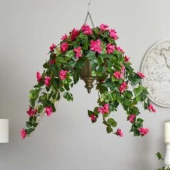 3ft. Pink Bougainvillea In Hanging Metal Bowl -Michaels Shop D350441S 14