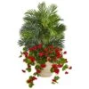 3.5ft. Geranium & Areca Palm Artificial Plant 1 3.5ft. Geranium & Areca Palm Artificial Plant -Michaels Shop D351842S 1