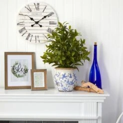 28" Coffee Leaf Artificial Plant In Vintage Floral Planter (Real Touch) -Michaels Shop D352398S 3