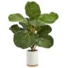 21" Fiddle Leaf Tree In White Ceramic Planter 2 21" Fiddle Leaf Tree In White Ceramic Planter -Michaels Shop D352543S 1