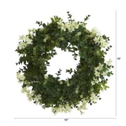 18" Eucalyptus & Dancing Daisy Double Ring Artificial Wreath With Twig Base -Michaels Shop D386474S 2