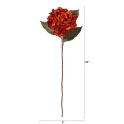 32'' Hydrangea Artificial Flower Stem, 6ct. Orange -Michaels Shop D386718S 2