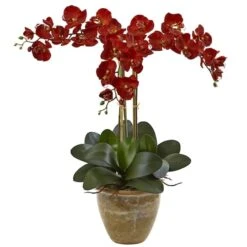 27'' Autumn Triple Stem Moth Orchid In Ceramic Vase -Michaels Shop D386846S 1 1