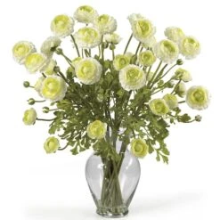 24" Ranunculus Liquid Illusion Silk Flower Arrangement Cream