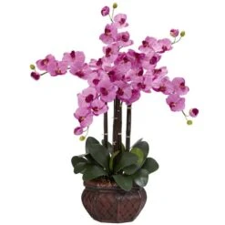 2.5ft. Moth Orchid Silk Flower Arrangement In Decorative Vase Mauve