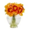 9" Boat Orange Orchid Arrangement In Glass Vase -Michaels Shop D386895S 1