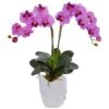 23" Double Phalaenopsis Orchid Arrangement In White Ceramic Vase Mauve -Michaels Shop D386904S 1
