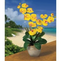 2ft. Double Moth Orchid Silk Flower Arrangement Yellow -Michaels Shop D386914S 2