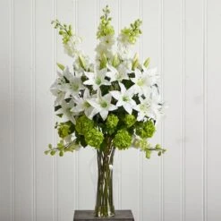 Lily, Delphinium & Hydrangea Silk Arrangement -Michaels Shop D386925S 13
