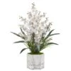 22" Dancing Lady White Orchid Arrangement In Marble Finished Vase -Michaels Shop D386926S 1