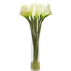 2.3ft. Calla Lily Artificial Arrangement In Clear Container White