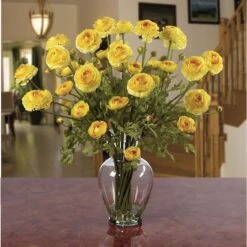 24" Ranunculus Liquid Illusion Silk Flower Arrangement Yellow -Michaels Shop D387018S 2