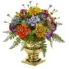14" Mixed Floral Artificial Arrangement In Gold Urn -Michaels Shop D387069S 11