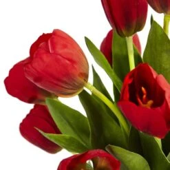 Tulips Silk Arrangement In Black Glossy Cylinder Vase -Michaels Shop D387087S 2