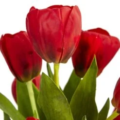 Tulips Silk Arrangement In Black Glossy Cylinder Vase -Michaels Shop D387087S 5