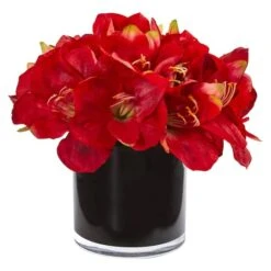 Amaryllis Artificial Arrangement In Glossy Cylinder -Michaels Shop D387123S 1 1