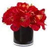 Amaryllis Artificial Arrangement In Glossy Cylinder -Michaels Shop D387123S 1