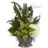 Hydrangea, Succulent And Eucalyptus Artificial Arrangement In Vintage Bowl With Copper Trimming -Michaels Shop D387149S 1