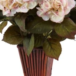 Hydrangea Silk Arrangement In Bamboo Planter -Michaels Shop D387174S 2