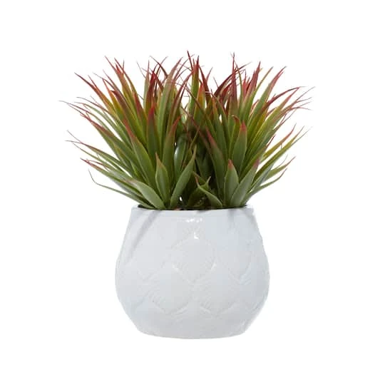 White Ceramic Contemporary Artificial Foliage, 9" X 9" X 9" 5 White Ceramic Contemporary Artificial Foliage, 9" X 9" X 9" - Image 3