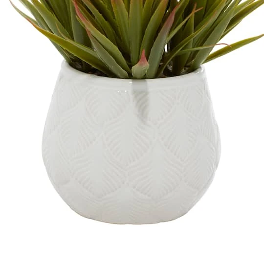 White Ceramic Contemporary Artificial Foliage, 9" X 9" X 9" 6 White Ceramic Contemporary Artificial Foliage, 9" X 9" X 9" - Image 4