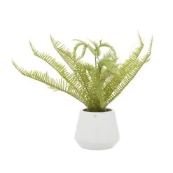 White Ceramic Contemporary Artificial Foliage, 18" X 16" X 14"