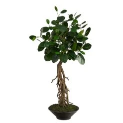 2ft. Ficus Bonsai Artificial Tree In Decorative Planter