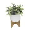 Flora Bunda® 4.7" Eucalyptus In Matte White Mayan Ceramic Pot On Wood Stand -Michaels Shop D511317S 1