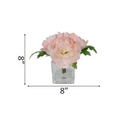 Flora Bunda® 8" Pink Peony Arrangement In Glass Pot -Michaels Shop D511326S 2
