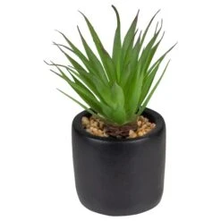 Northlight 7" Green Sword Grass In Black Pot