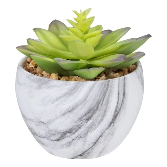 Northlight 4" Green & Purple Succulent In Faux Marble Pot 4 Northlight 4" Green & Purple Succulent In Faux Marble Pot - Image 2