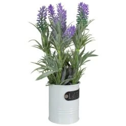 Northlight 11'' Artificial Lavender Arrangement In White Tin Can -Michaels Shop D602987S 3