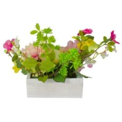 Northlight 14'' Pink And Yellow Artificial Roses And Peony FloralArrangement In Planter -Michaels Shop D602988S 5