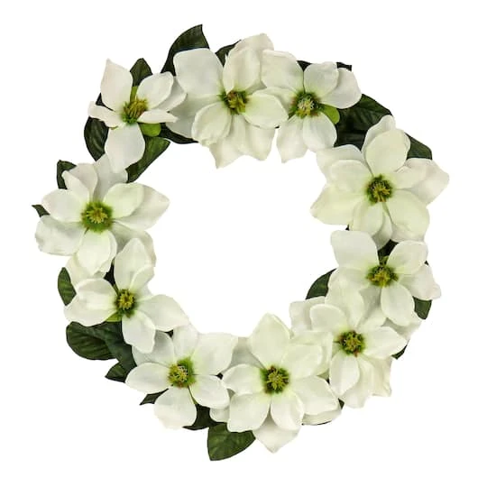 24" Cream Magnolia Flowers Wreath 4 24" Cream Magnolia Flowers Wreath - Image 2