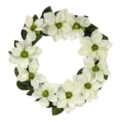 24" Cream Magnolia Flowers Wreath